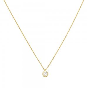 Collier Kettte mit Anhänger 925 Silber vergoldet 1 Zirkonia 43cm Kette