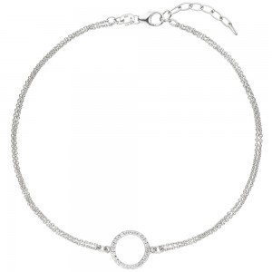 Fußkettchen Fußkette 925 Sterlingsilber 24 Zirkonia 26cm