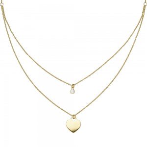 Collier Herz 925 Sterlingsilber vergoldet 1 Zirkonia 44cm