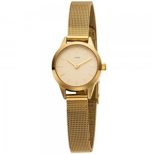 Damen Armbanduhr Quarz Analog Edelstahl vergoldet