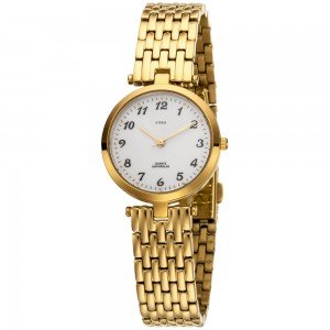 Damen Armbanduhr Quarz Analog Edelstahl vergoldet