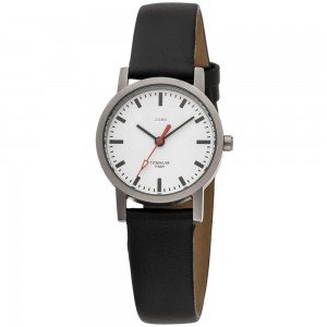 Damen Armbanduhr Quarz Analog Titan Lederband schwarz