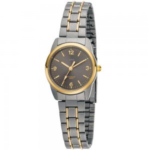 Damen Armbanduhr Quarz Analog Titan bicolor vergoldet
