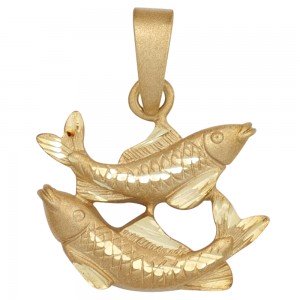 Anhänger Sternzeichen Fische 925 Sterlingsilber vergoldet matt