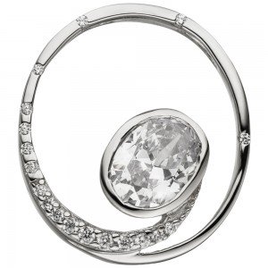 Anhänger Rund 925 Sterlingsilber 19 Zirkonia