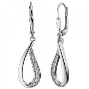 Ohrhänger Tropfen 925 Sterlingsilber 20 Zirkonia Ohrringe