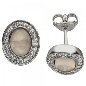 Ohrstecker 925 Sterlingsilber 2 Rosenquarze 44 Zirkonia Ohrringe Silberohrringe