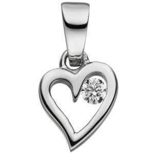 Anhänger Kleines Herz 925 Sterlingsilber 1 Zirkonia Herzanhänger