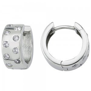 Creolen 925 Sterlingsilber 18 Zirkonia Ohrringe Silberohrringe