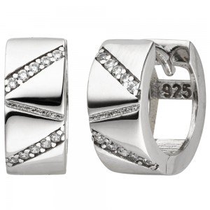 Creolen 925 Sterlingsilber 20 Zirkonia Ohrringe Silbercreolen Silberohrringe