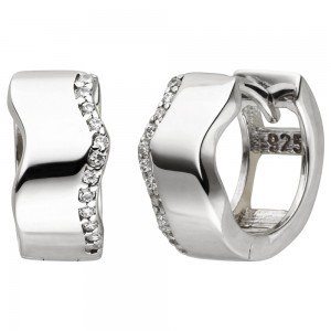 Creolen 925 Sterlingsilber 24 Zirkonia Ohrringe Silbercreolen Silberohrringe