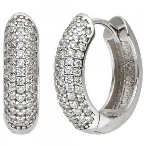 Creolen 925 Sterlingsilber 130 Zirkonia Ohrringe Silbercreolen Silberohrringe