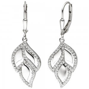 Ohrhänger 925 Sterlingsilber 104 Zirkonia Ohrringe Boutons Silberohrringe