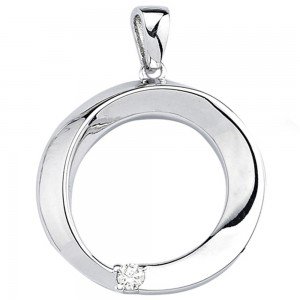 Anhänger rund 925 Sterlingsilber 1 Zirkonia Silberanhänger