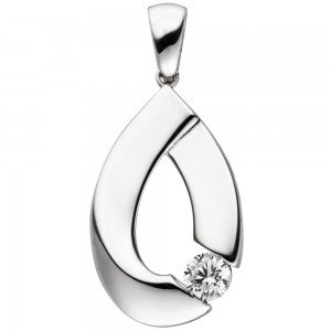 Anhänger Tropfen 925 Sterlingsilber 1 Zirkonia Silberanhänger
