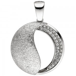 Anhänger 925 Sterlingsilber eismatt 30 Zirkonia Silberanhänger