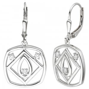 Ohrhänger 925 Sterlingsilber 6 Zirkonia Ohrringe Boutons Silberohrringe