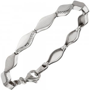 Armband 925 Sterlingsilber teil matt 55 Zirkonia 19cm Silberarmband
