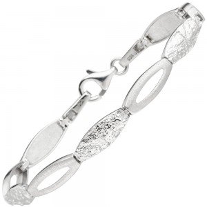 Armband 925 Sterlingsilber gehämmert 18,5cm Silberarmband