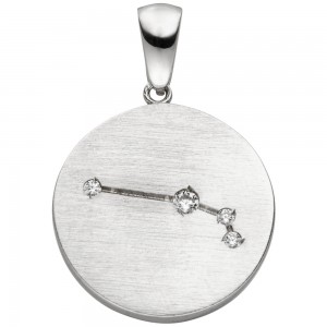 Anhänger Sternzeichen Widder 925 Sterlingsilber matt 4 Zirkonia Silberanhän
