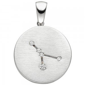 Anhänger Sternzeichen Krebs 925 Sterlingsilber matt 5 Zirkonia Silberanhäng