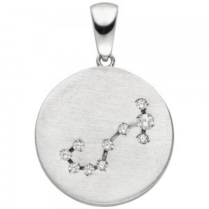 Anhänger Sternzeichen Skorpion 925 Sterlingsilber matt 10 Zirkonia Silberan