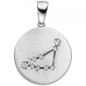 Anhänger Sternzeichen Steinbock 925 Sterlingsilber matt 10 Zirkonia Silbera