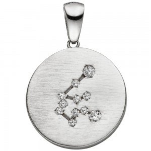 Anhänger Sternzeichen Wassermann 925 Sterlingsilber matt 11 Zirkonia Silber