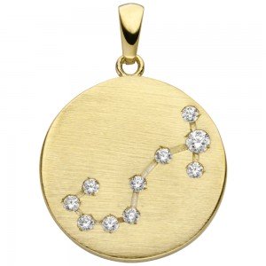Anhänger Sternzeichen Skorpion 333 Gelbgold matt 10 Zirkonia Goldanhäng