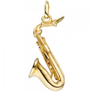 Anhänger Saxophon 925 Sterlingsilber vergoldet