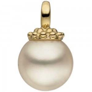 Anhänger 585 Gelbgold 1 Süßwasser Perle Perlenanhänger 2.1g