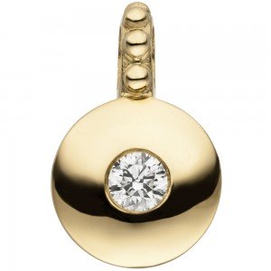 Anhänger 585 Gelbgold 1 Diamant Brillant Diamantanhänger 1.1g