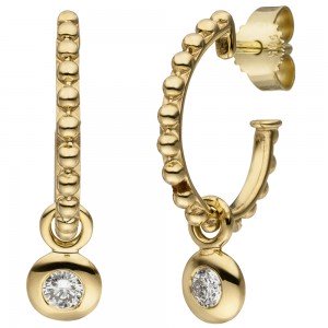 Ohrhänger 585 Gelbgold 2 Diamanten Brillanten Ohrringe Goldohrringe