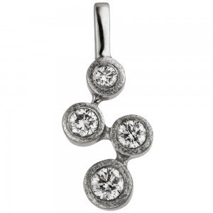Anhänger 585 Weißgold eismatt 4 Diamanten Brillanten Diamantanhänger