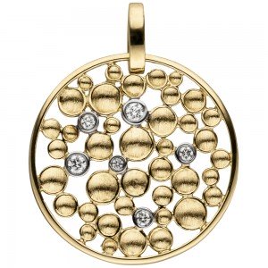 Anhänger rund 585 Gelbgold 6 Diamanten Brillanten Diamantanhänger