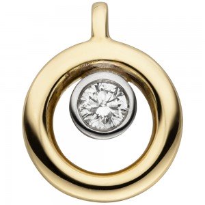 Anhänger 585 Gelbgold 1 Diamant Brillant Diamantanhänger 1g