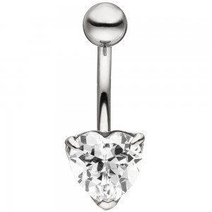 Bauchnabel Piercing Herz Edelstahl 1 Zirkonia