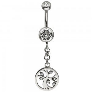 Bauchnabel Piercing Baum Edelstahl mit SWAROVSKI® ELEMENTS