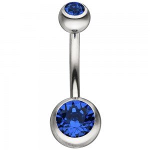 Bauchnabel Piercing Edelstahl mit SWAROVSKI® ELEMENTS blau