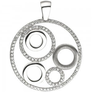 Anhänger rund 925 Sterlingsilber 111 Zirkonia Silberanhänger