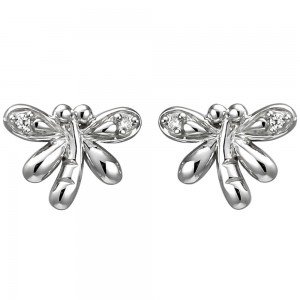 Kinder Ohrstecker Libelle 925 Sterlingsilber 4 Zirkonia Ohrringe