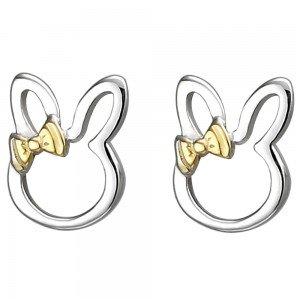 Kinder Ohrstecker Hase 925 Sterlingsilber bicolor vergoldet Ohrringe