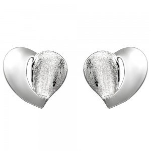 Ohrstecker Herz 925 Sterlingsilber eismatt Ohrringe Silberohrringe