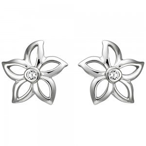 Ohrstecker Blume 925 Sterlingsilber 2 Zirkonia Ohrringe Silberohrringe