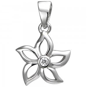 Anhänger Blume 925 Sterlingsilber 1 Zirkonia Silberanhänger