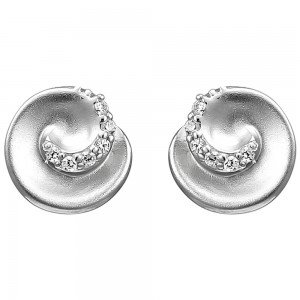 Ohrstecker 925 Sterlingsilber matt 12 Zirkonia Ohrringe Silberohrringe