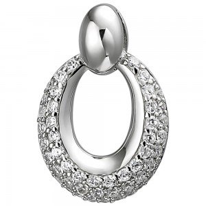 Anhänger oval 925 Sterlingsilber 50 Zirkonia Silberanhänger