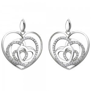 Ohrhänger Herzen 925 Silber 114 Zirkonia Ohrringe