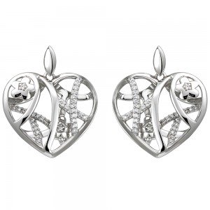 Ohrhänger Herz/Blumen 925 Sterlingsilber 70 Zirkonia Ohrringe