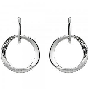Ohrhänger 925 Silber eismatt 18 Zirkonia Ohrringe Silberohrringe